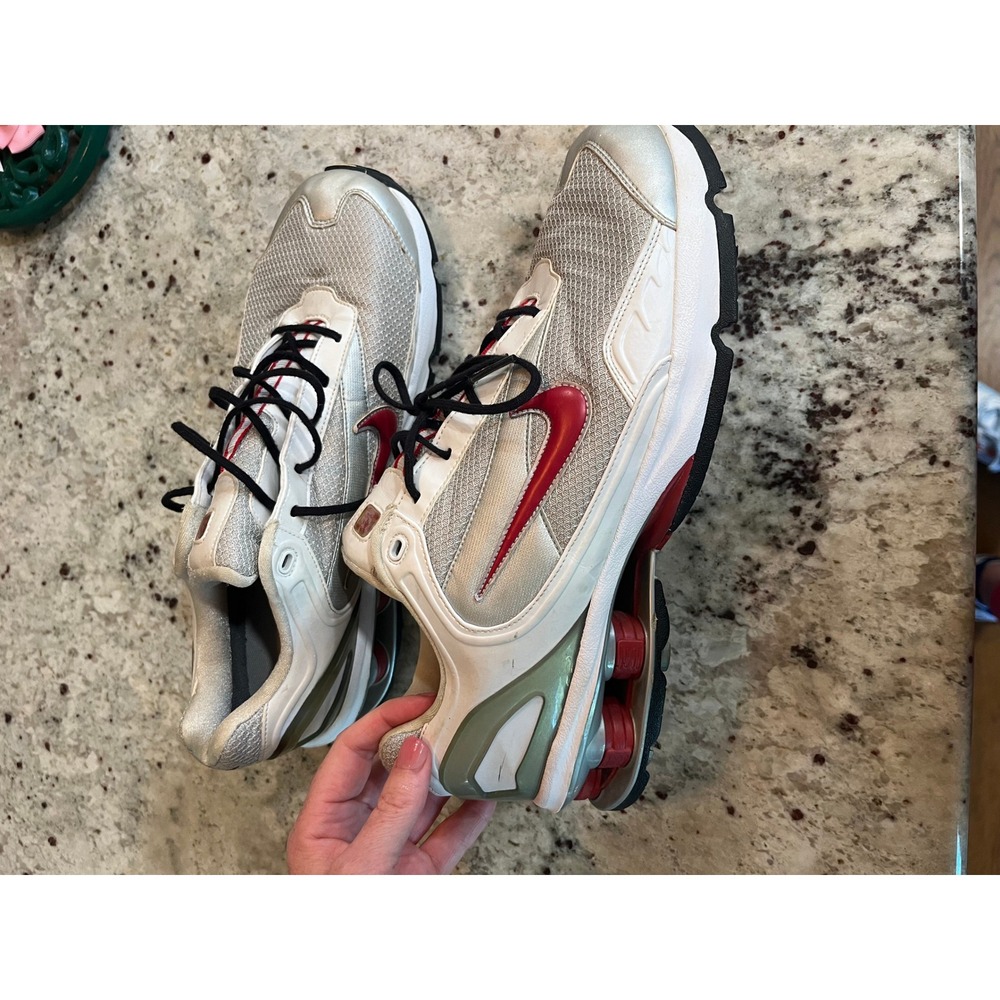 Nike Shox Golf Shoes Metallic Silver White Varsity Red 312404-161 Mens 10